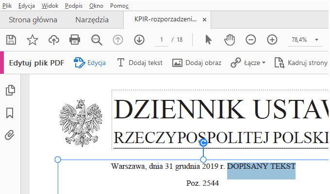 PDF – edycja Adobe Acrobat